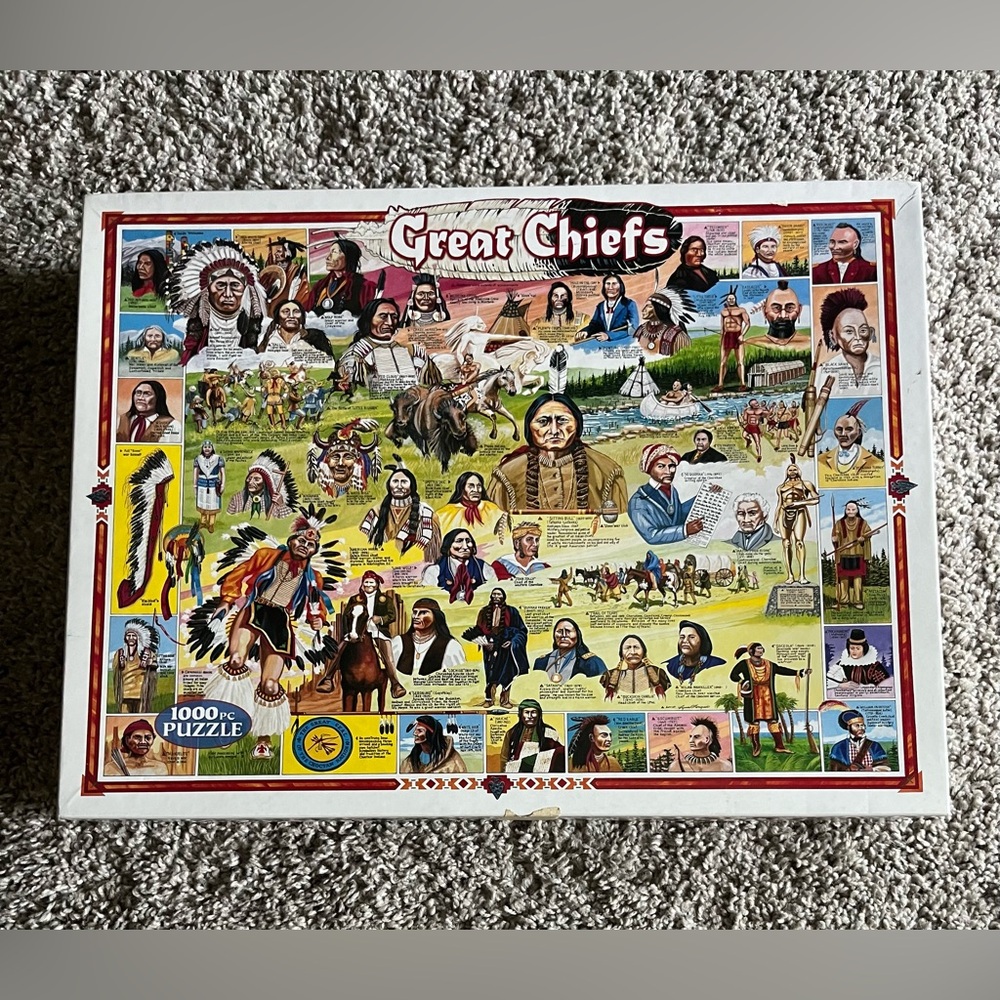 RARE Great Chiefs White Mountain Puzzle 1,000 pieces Native American